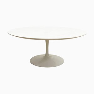 Mid-Century White Metal Tulip Feet Coffee Table by Knoll