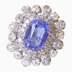 Ring in Platinum and 18k White Gold with Tanzanite and Diamonds