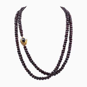18 Karat Gelbgold Susta Vintage Granat Halskette, 1950er