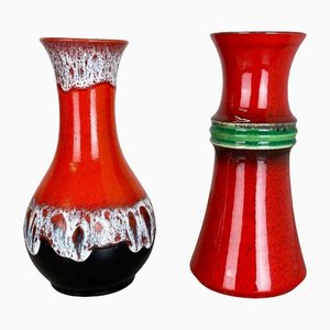 Fat Lava Op Art Pottery Vase from Jasba Ceramics, Germany, Set of 2