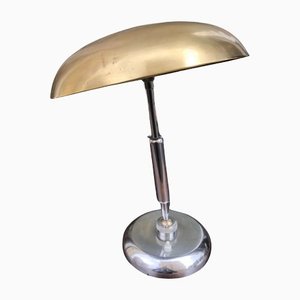 Lampada da tavolo moderna in metallo cromato e ottone di Giovanni Michelucci