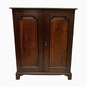 Small English 2 Doors Oak Wall Cupboard, 1820s
