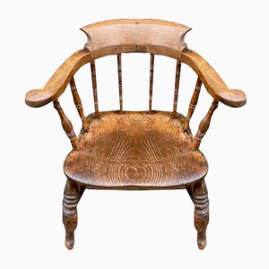 Antique Elm and Ash Smokers Bow Armchair, 1870s