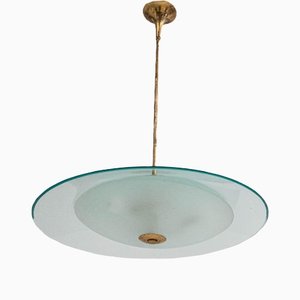 Italian Brass and Glass Ceiling Lamp from Fontana Arte, 1950s