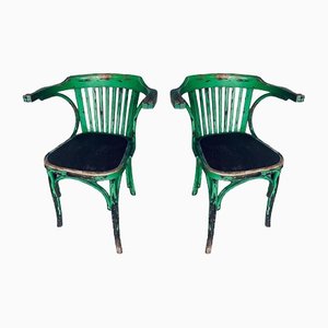 Antique French Bistro Chairs in the Style of Thonet, Set of 2
