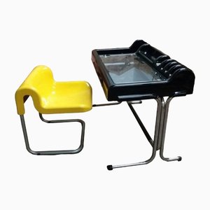 Italian Black Orix Desk with Chair by Vittorio Parigi & Nani Prina, 1970s