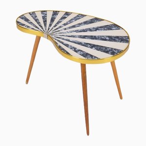 Kidney Shaped Side Table in Silver-White Stripes
