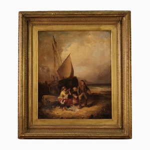 John Cheltenham Wake, English Seascape, 1868, Oil on Canvas, Framed