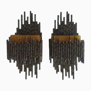 Brutalist Style Wall Sconces by Marcello Fantoni, Set of 2