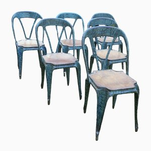 Art Nouveau Bistro Garden Chairs by Joseph Mathieu for La Société Industrielle des Meubles Multipl's, Set of 6