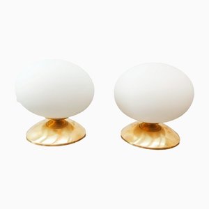 Lampada ovale in ottone e vetro