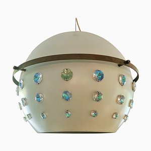 Lampada a sospensione sferica con pietre in vetro colorato, anni '60