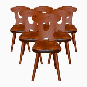Rustikale Stühle aus Pinienholz, 1960er, 6er Set