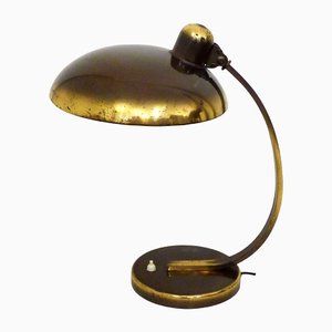Large Mid-Centry Desk Lamp in Patinated Gold Metal