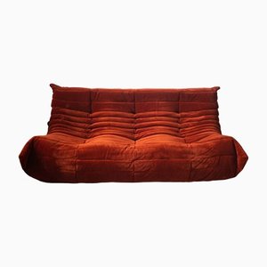 Vintage Amber Corduroy 3-Seat Togo Sofa by Michel Ducaroy for Ligne Roset