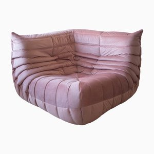 Pink Pearl Velvet Togo Corner Chair by Michel Ducaroy for Ligne Roset