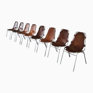 Mid-Century Leather Dining Chairs by Charlotte Perriand, Set of 8