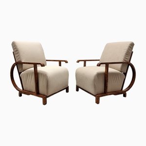 Fauteuils Art Déco en Velours, Set de 2