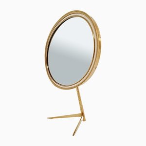 Mid-Century Brass Vanity Table Mirror by Vereinigte Werkstätten, Germany, 1950s
