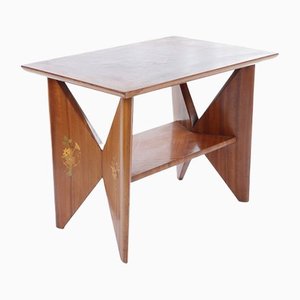 Mahogany Smoke Table with Floral Inlays
