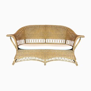 Sofá de mimbre y bambú, años 70