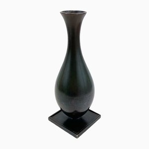 Art Deco Patinated Bronze Vase from GAB, 1930s