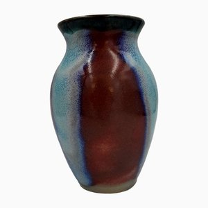 Bohemian Sandstone Vase in Blue & Burgundy
