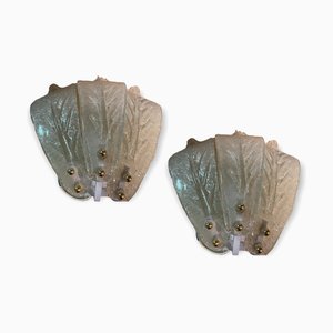 Murano Glass Leaf Sconces, Set of 2