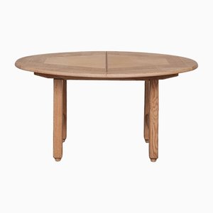 Mid-Century Oak Oval French Dining Table from Guillerme Et Chambron