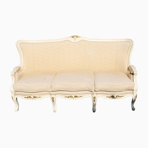 3 Seater Cream Painted Louis XV Style Sofa, 1960s