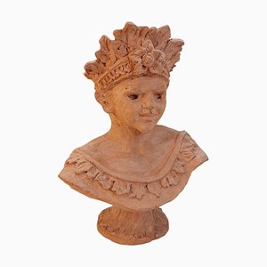 Buste Romain Sculptural Vintage en Céramique