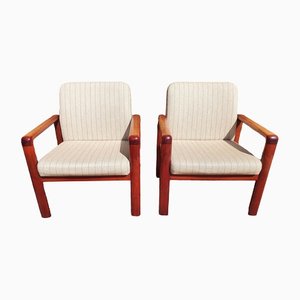 Danish Teak and Wool Easy Chairs, 1960s, Set of 2