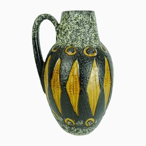 Vaso Fat Lava nr. 279-38 in ceramica nera, bianca e ocra di Scheurich