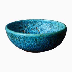 Enameled Blue Ceramic Bowl