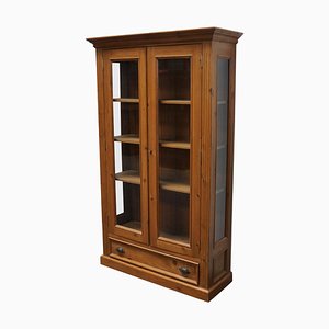 French Rustic Pine Bookcase Tableware Cabinet, 1930s
