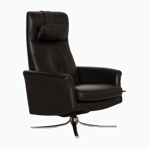 Black Leather Recliner Armchair from Intertime