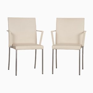 Sedie Jason Lite in pelle color crema di Walter Knoll / Wilhelm Knoll, set di 2