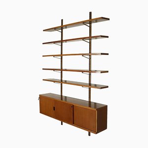 Walnut Veneer Bookcase or Shelving Unit, 1970s or 1980s