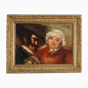 French School Artist, Double Caricature Portrait, Late 19th Century, Oil on Canvas