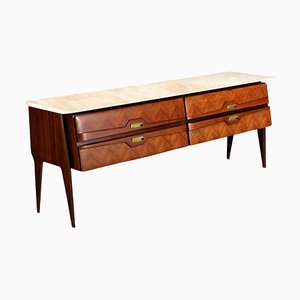 Dresser in Rosewood Veneer with Marble Top, 1950s or 1960s
