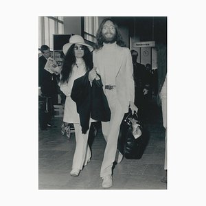 John Lennon and Yoko Ono, 1970s, Black and White Photograph