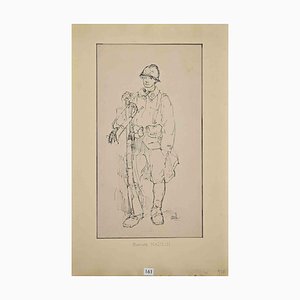 Bernard Naudin, Soldier, Original Woodcut Print, Early 20th Century