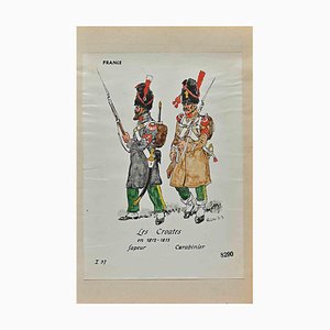Herbert Knotel, Les Croates (French Army in 1812-13), Ink & Watercolor Drawing, 1940s