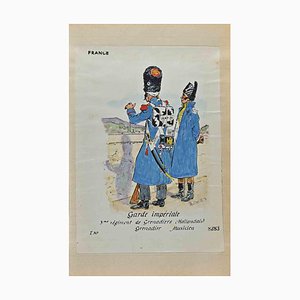 Herbert Knotel, Garde Imperiale (French Army), Original Ink & Watercolor Drawing, 1940s