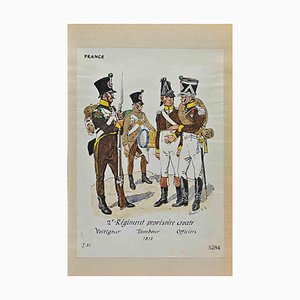 Herbert Knotel, Regiment Prov. Croate (French Army), Original Ink & Watercolor Drawing, 1940s