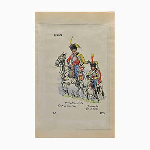 Herbert Knotel, 9e Bis Hussards, inchiostro e disegno ad acquerello, anni '40