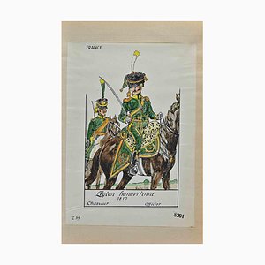 Herbert Knotel, Legion Hanovrienne, Original Ink & Watercolor Drawing, 1940s