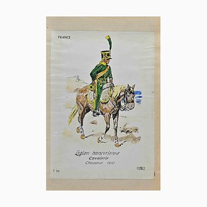 Herbert Knotel, Legion Hanovrienne (French Army), Original Ink & Watercolor Drawing, 1940s