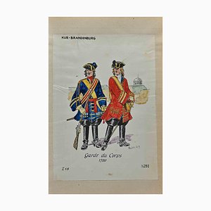 Herbert Knotel, Garde Du Corps Kur Brandenburg 1700, Original Drawing, 1940s