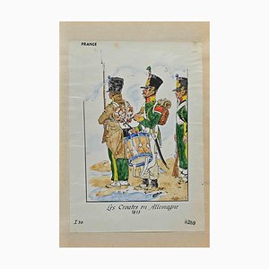 Herbert Knotel, Le Croates, Dessin Original à l'Encre et à l'Aquarelle, 1940s